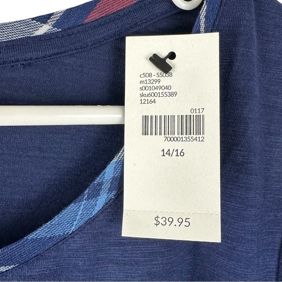 Lane Bryant Mixed Media Navy Plaid Pocket High - Lo Top Size 14/16 - Picture 7 of 8